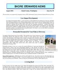 SHORE STEWARDS NEWS August 2010 Island County, Washington  Issue No. 70