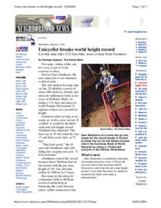 Unicyclist breaks world height record[removed]Page 1 of 3 Latest Neighborhood News repor