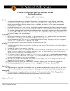 PU‘UHONUA O HŌNAUNAU NATIONAL HISTORICAL PARK Park Specific Conditions Commercial Use Authorizations General 1. All permittees and employees are required to participate in a NPS guided walk to learn about the cultural