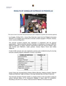 PRESS RELEASE LHLRESULTS OF CONSULAR OUTREACH IN PHOENIX,AZ  Photo above shows Consul Rea Oreta administering the oath of allegiance of qualified dual citizenship applicants.