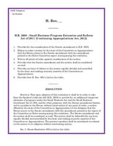 112th Congress 1st Session H. Res. __  H.R[removed]Small Business Program Extension and Reform