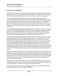 Selkirk Generating Station Environmental Impact Statement EXECUTIVE SUMMARY