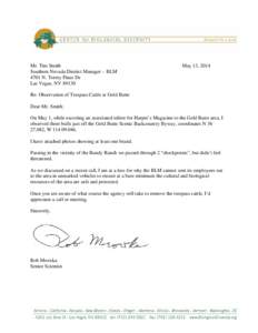 Mr. Tim Smith Southern Nevada District Manager – BLM 4701 N. Torrey Pines Dr Las Vegas, NVMay 13, 2014