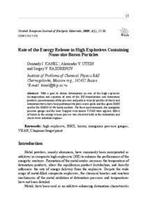Rate of the Energy Release in High Explosives Containing Nano-size Boron Particles  15