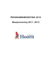 PROGRAMMABEGROTING 2010 Meerjarenraming 2011–2013 1  Gemeente Hoorn – Programmabegroting 2010