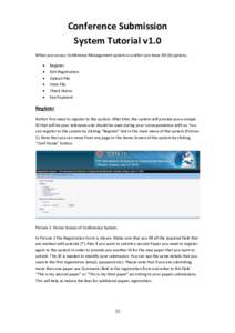 Conference Submission System Tutorial v1.0 When you access Conference Management system as author you have SIX (6) options.   