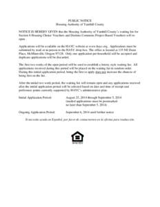 Microsoft Word - Public Hearing Notice open waitlist 2014