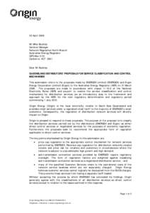 30 April 2008 Mr Mike Buckley General Manager Network Regulation North Branch Australian Energy Regulator GPO Box 3131