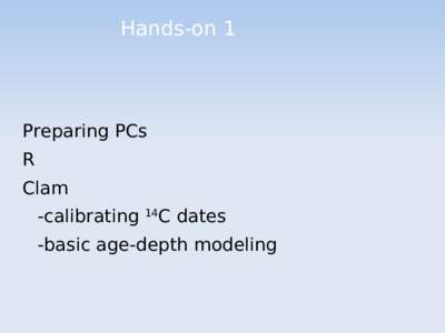 Hands-on 1  Preparing PCs R Clam -calibrating