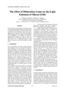 Proceedings of ESSDERC, Grenoble, France, 2005  The effect of Dislocation Loops on the Light Emission of Silicon LEDs T. Hoang, P. LeMinh, J. Holleman, J. Schmitz MESA+ Research Institute, University of Twente, The Nethe