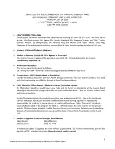 Minutes of the Regular Meeting of the Finance Oversight Panel North Chicago Community Unit School District 187, July 24, 2014