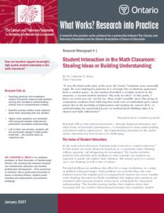 Student Interaction in the Math Classroom: Stealing Ideas or Building Understanding -  Research Monograph # 1