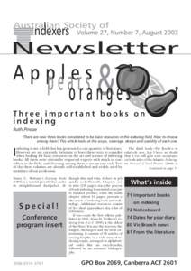 Australian Society of  ndexers Newsletter