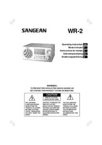 WR-2 Operating instruction Mode d’emploi Instruccions de manejo Gebruiksaanwijzing Bedienungsanleitung