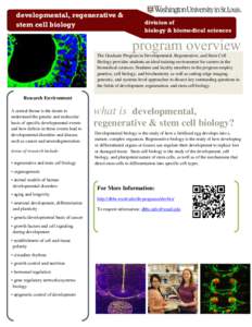 developmental, regenerative & stem cell biology division of biology & biomedical sciences