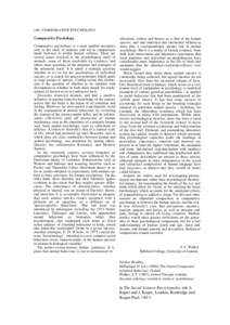 140 / COMPARATIVE PSYCHOLOGY Comparative Psychology Comparative psychology is a term applied nowadays only to the study of animals, and not to comparisons made between or within human cultures. There are several issues i