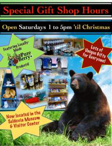 Special Gift Shop Hours Open Saturdays 1 to 5pm ’til Christmas lly a c o