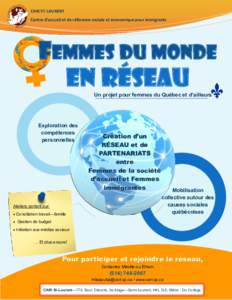 CARI ST-LAURENT Centre d’accueil et de référence sociale et économique pour immigrants FEMMES DU MONDE EN RÉSEAU Un projet pour femmes du Québec et d’ailleurs