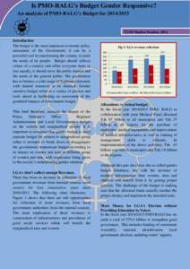 Is PMO-RALG’s Budget Gender Responsive? An analysis of PMO-RALG’s Budget forTGNP Budget Position, 2014  Introduction