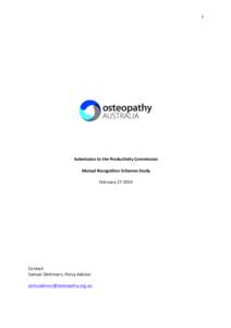 Submission 27 - Osteopathy Australia - Mutual Recognition Schemes - Commissioned study