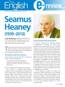 Poetry / Seamus Heaney / Door into the Dark / Death of a Naturalist / North / Wintering Out / Follower / Heaney / The Haw Lantern / Irish literature / Literature / Irish poetry