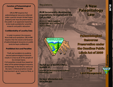 OPLA-PRP requires that paleontological resources collected under a permit remain United States property and must be preserved for the public in an approved repository, to be made available for scientific