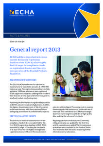 FACTS & FIGURES ECHA-14-A-06-EN General report 2013 ECHA had three important milestones in 2013: the second registration