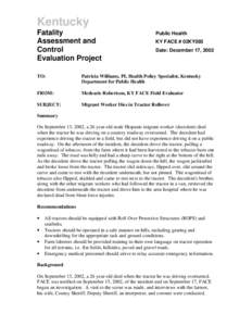 Kentucky Fatality Assessment and Control Evaluation Project