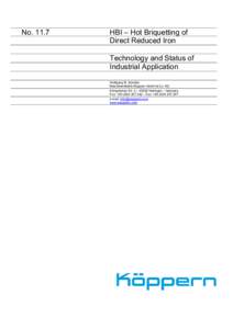 NoHBI – Hot Briquetting of Direct Reduced Iron Technology and Status of Industrial Application