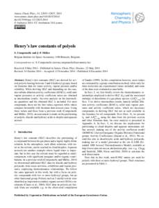 Atmos. Chem. Phys., 14, 12815–12837, 2014 www.atmos-chem-phys.net[removed]doi:[removed]acp[removed] © Author(s[removed]CC Attribution 3.0 License.  Henry’s law constants of polyols