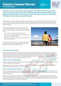 Genetic Carrier Testing For Cystic Fibrosis Published by Cystic Fibrosis Ireland March 2013