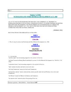 Page 1  Number 7 of[removed]PETROLEUM AND OTHER MINERALS DEVELOPMENT ACT, 1960  AN ACT TO VEST IN THE MINISTER FOR INDUSTRY AND COMMERCE ALL PROPERTY IN