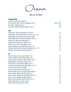Wines By The Bottle Champagne/Sparkling Domaine Carneros, Brut Rose, California NV Veuve Clicquot, Brut Yellow Label Reims, Champagne, France NV Dom Pérignon, Champagne, France ‘03 Louis Roederer, Cristal Brut Millesi
