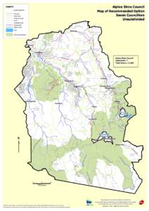 Alpine Shire Council Map of Recommended Option Seven Councillors Unsubdivided  Legend