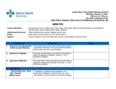 Lesser Slave Lake Health Advisory Council Minutes  January 17, 2011