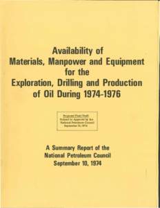 Availability of Materials, Manpower and Equipment for the Exploration, Drilling and Production of Oil DuringProposed Final Draft