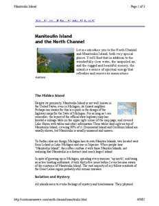 Manitoulin Island  Page 1 of 3 Manitoulin Island and the North Channel