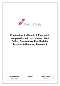 Commodore 1, Olympic 1, Emanuel 1, Janpam Central 1 and Yunda 1 Well Drilling Environment Plan Bridging Document: Summary Document  Document number