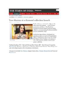 [removed]Backes & Strauss - India - The Times of India - Regent Diamond Jubilee Launch with Bollywood star Tara Sharma