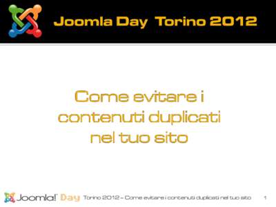 Torino 2012 – Come evitare i contenuti duplicati nel tuo sito  1 La produzione di contenuti duplicati