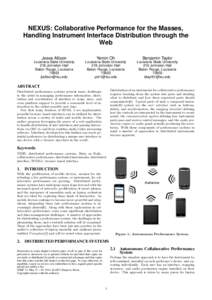 NEXUS: Collaborative Performance for the Masses, Handling Instrument Interface Distribution through the Web Jesse Allison  Yemin Oh