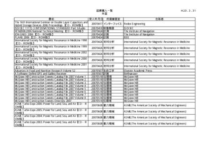 図書購入一覧 外国 H２０．３．３１  書名