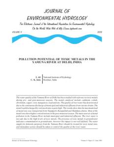 JOURNAL OF ENVIRONMENTAL HYDROLOGY The Electronic Journal of the International Association for Environmental Hydrology On the World Wide Web at http://www.hydroweb.com