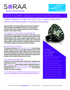 SORAA EARNS ENERGY STAR® DISTINCTION SORAA PRODUCTS ARE THE FIRST FULL-VISIBLE-SPECTRUM LEDS TO ATTAIN ENERGY STAR QUALIFICATION Eight of SORAA’s most popular MR16 products have been recognized with the ENERGY STAR qu