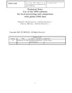 NWP SAF  Use of the OPS software for local processing and comparison with global IASI data  Doc ID :NWPSAF-MF-TR-002, Version 1.0,