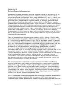 Appendix H Bottom Deposits Assessment Assessments of excess sediment in perennial, wadeable streams will be conducted for the first time using the existing narrative standard and the new translator numeric criteria recen