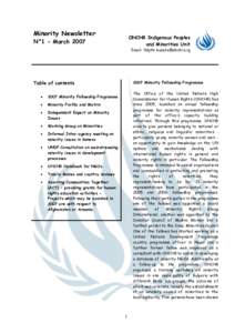 Minority Newsletter  OHCHR Indigenous Peoples and Minorities Unit  N°1 - March 2007