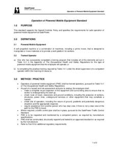 SaskPower  OHSAS[removed]Documentation Operation of Powered Mobile Equipment Standard