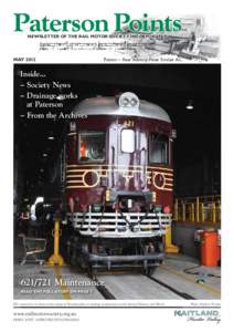 Paterson Points NEWSLETTER OF THE RAIL MOTOR SOCIETY INCORPORATED MAY[removed]Patron ~ Rear Admiral Peter Sinclair AC