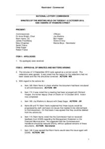 Restricted - Commercial  NATIONAL LOTTERY COMMISSION MINUTES OF THE MEETING HELD ON TUESDAY 12 OCTOBER 2010, 1000-1400HRS AT WIGMORE STREET